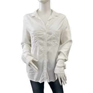CLOTH & STONE White Long‎ Sleeve Button Up Shirt Large Lagenlook Work Minimalist